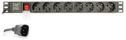 EG-PDU-014-C14 Gembird C14 Produzni kabl sa zastitom 8 uticnica 10A, PDU 1U 3M
